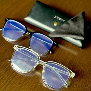2 Pairs Women's Square Shape Transparent Blue Light Blocking Glasses